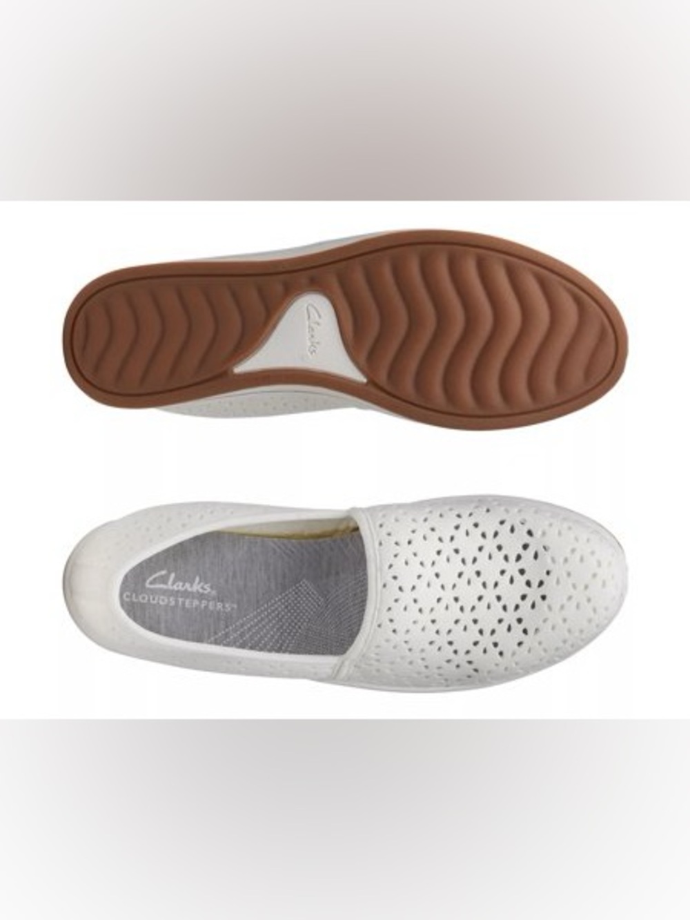 NWT Clarks Cloudsteppers Breeze Emily Slip On 7.5 White